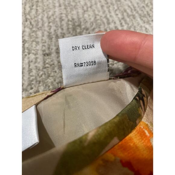 Talbots a-line midi skirt women’s size 10 tan floral silk wool elegant retro - Picture 4 of 4